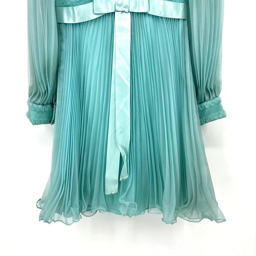 Vintage 1950's Montgomery Ward Aqua Chiffon Dress Gown 26" Waist Tags *READ* - Picture 6 of 16